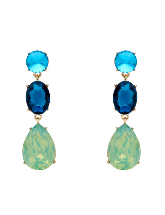 3 TIER STONE DROP EARRING