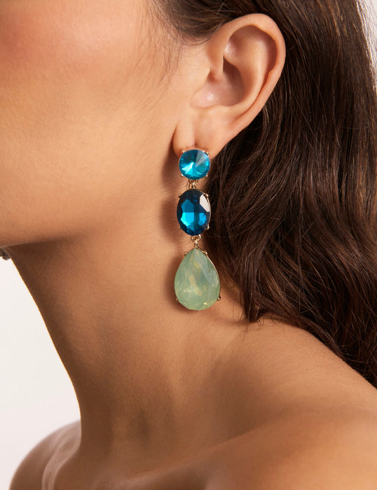 3 TIER STONE DROP EARRING