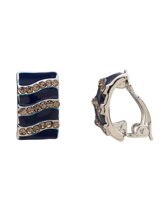 ENAMEL & STONE CURVE CLIP ON EARRING