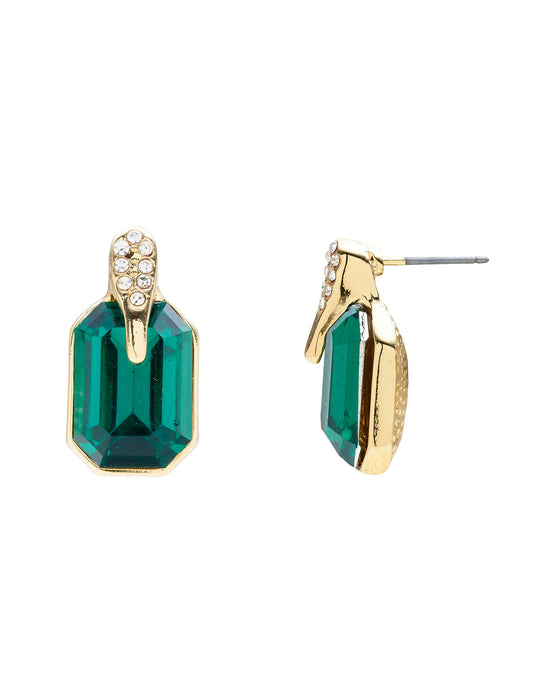 EMERALD CUT STONE STUD EARRING