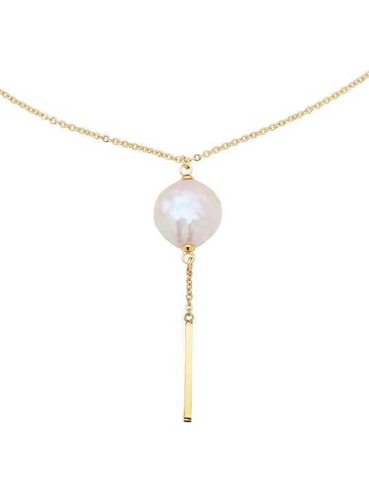 BAROQUE PEARL AND BAR GOLD PLATED NECKLACE