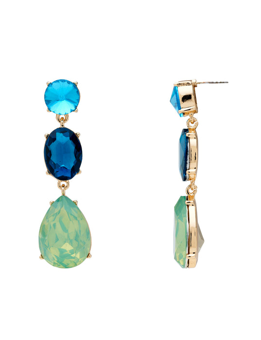 3 TIER STONE DROP EARRING