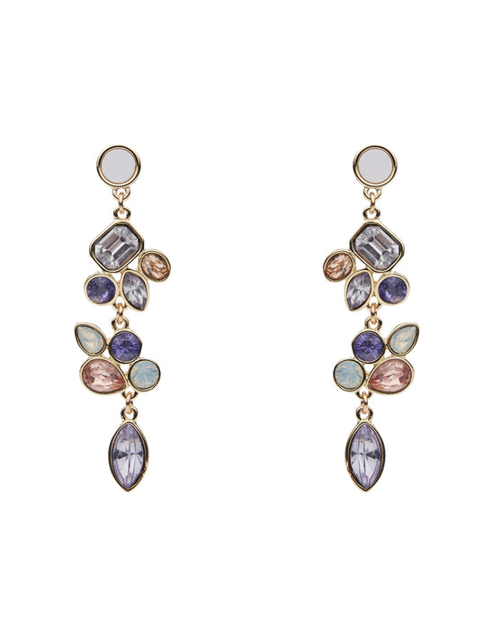 SCATTERED STONE MIX DROP EARRING