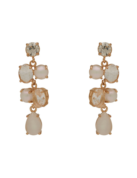 CHAMPAGNE STONE & PEARL DROP EARRING