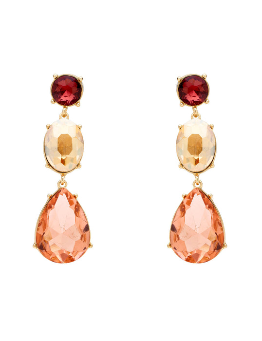 3 TIER STONE DROP EARRING