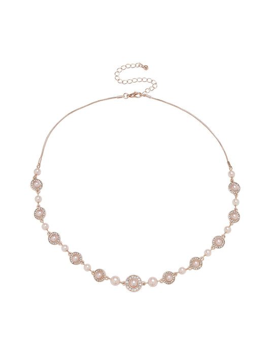 HALO CRYSTAL & PEARL NECKLACE