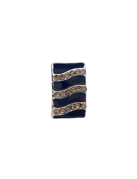 ENAMEL & STONE CURVE CLIP ON EARRING