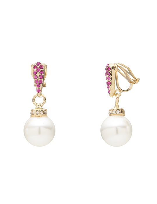 CRYSTAL PEARL CLIP ON EARRING