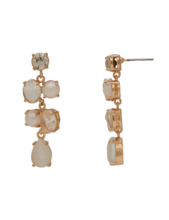 CHAMPAGNE STONE & PEARL DROP EARRING