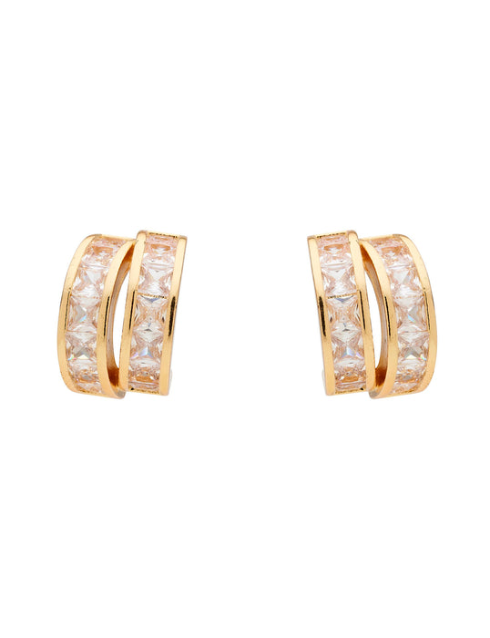 DUO LOOP GOLD CRYSTAL STUD EARRING