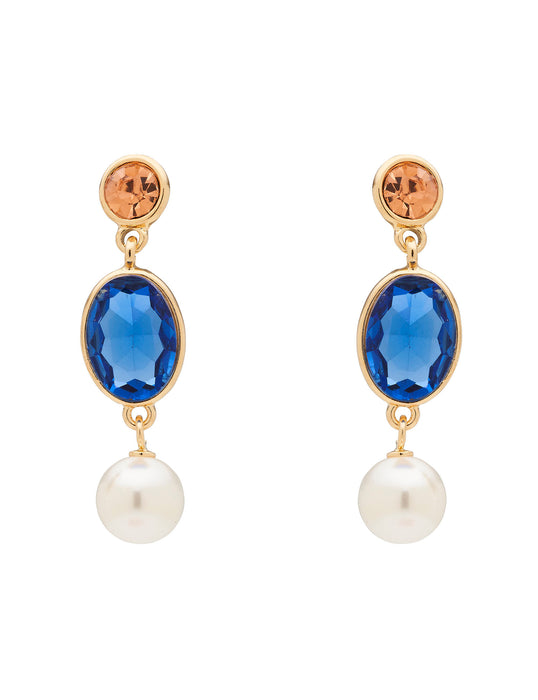 FIRST LADY DROP STONE & PEARL EARRING