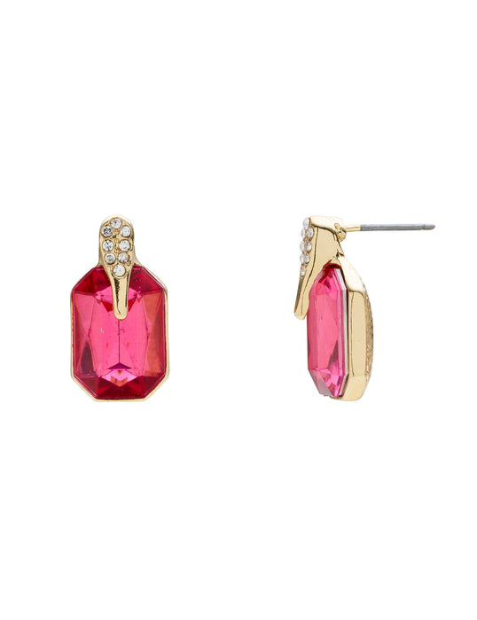 EMERALD CUT STONE STUD EARRING