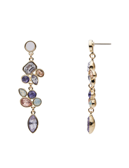 SCATTERED STONE MIX DROP EARRING