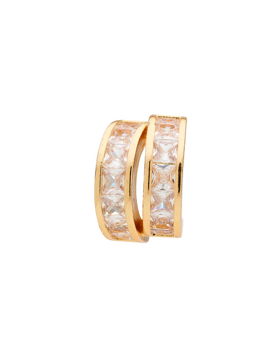 DUO LOOP GOLD CRYSTAL STUD EARRING
