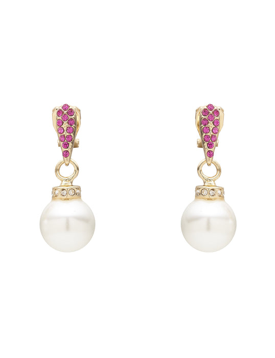 CRYSTAL PEARL CLIP ON EARRING