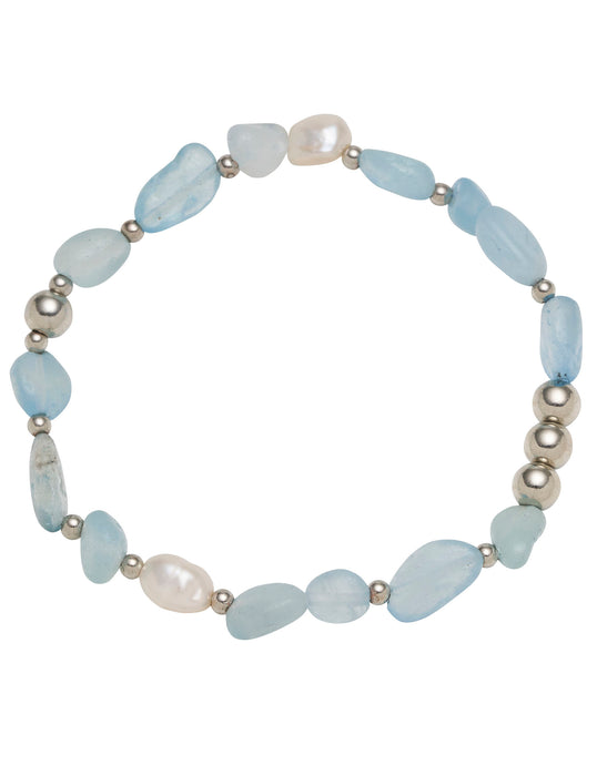 NEPTUNE STONE & PEARL STRETCH BRACELET