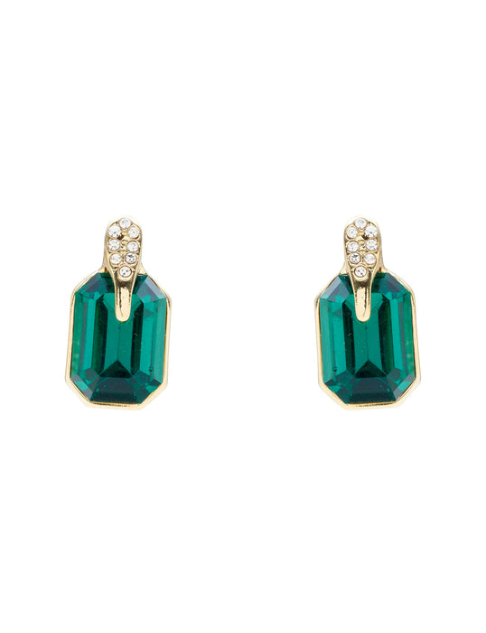 EMERALD CUT STONE STUD EARRING