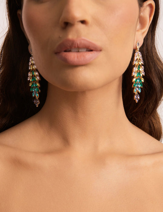 FEATHER STONE DROP EARRING