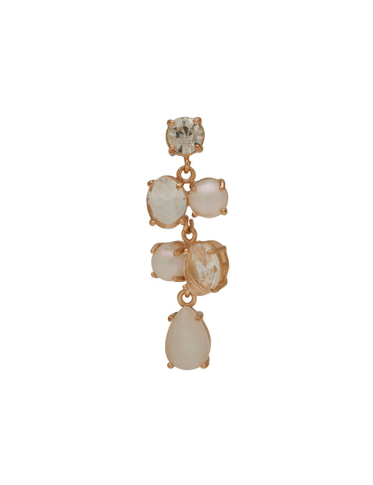 CHAMPAGNE STONE & PEARL DROP EARRING