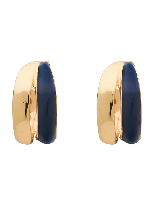 METAL & ENAMEL SEMI HOOP EARRING