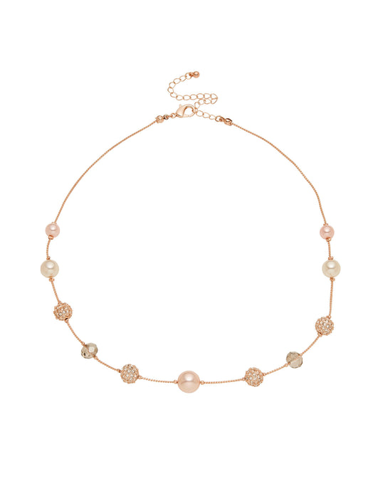 PAVE PEARL & GLASS NECKLACE