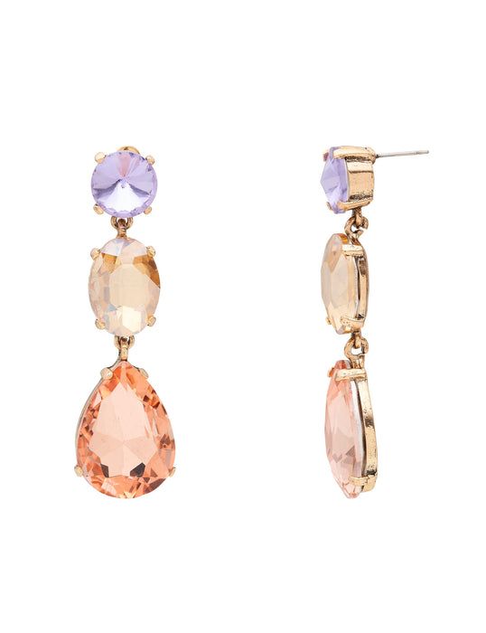 3 TIER STONE DROP EARRING