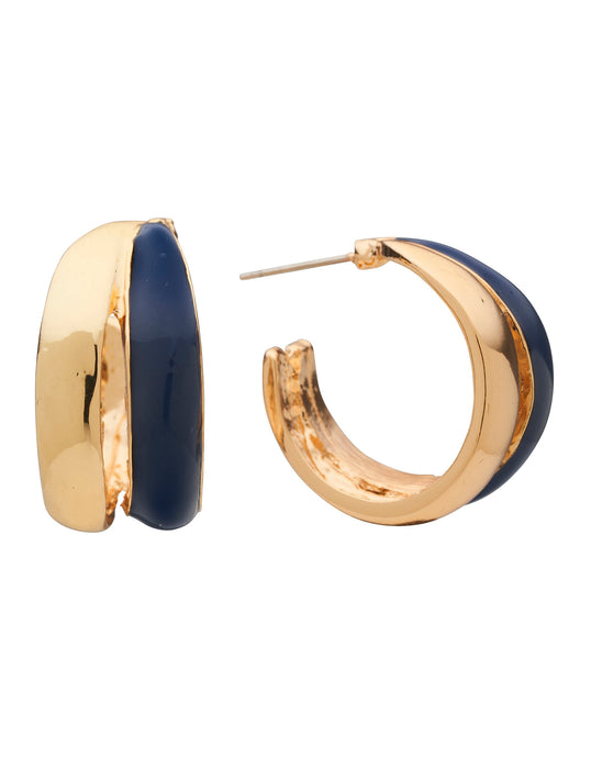 METAL & ENAMEL SEMI HOOP EARRING