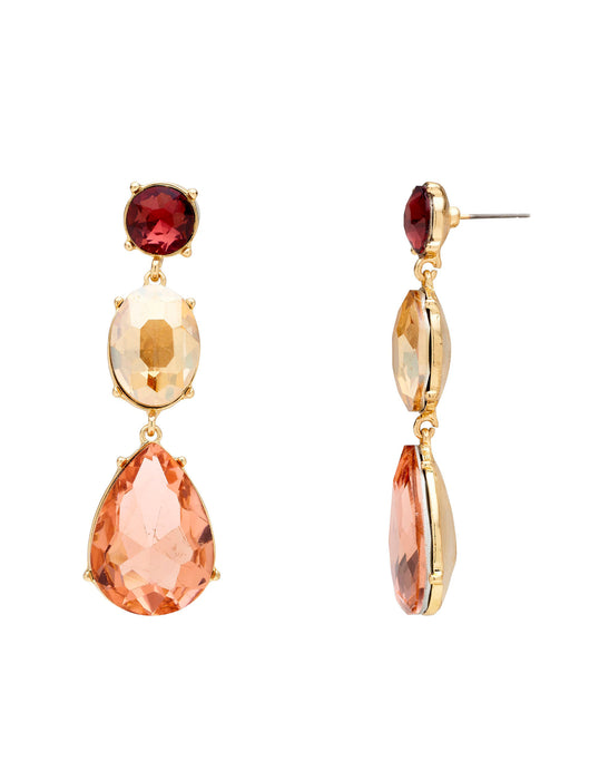 3 TIER STONE DROP EARRING