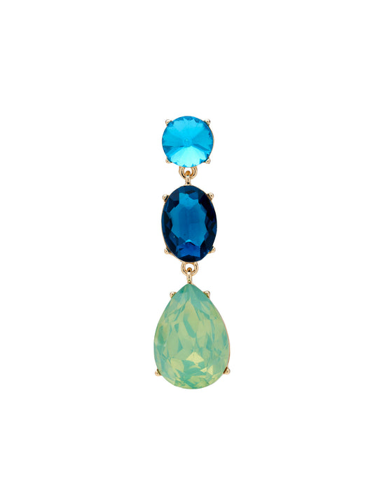 3 TIER STONE DROP EARRING