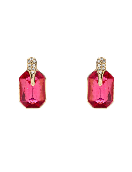 EMERALD CUT STONE STUD EARRING
