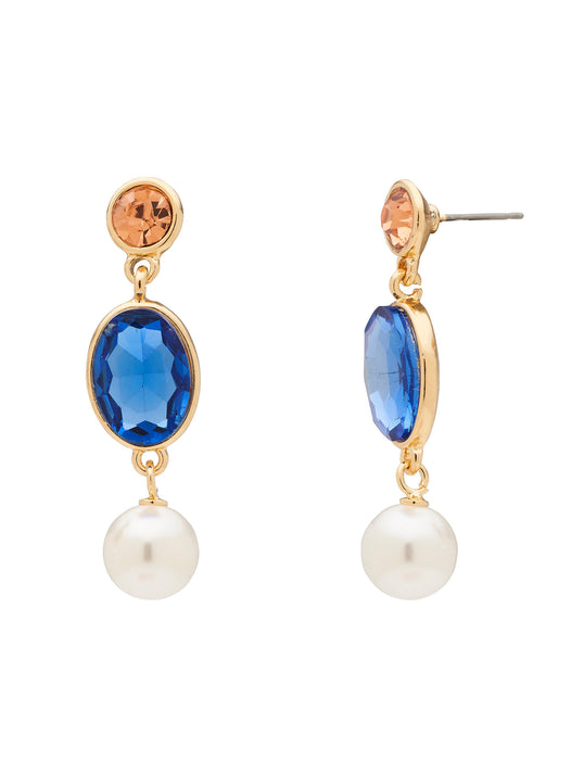FIRST LADY DROP STONE & PEARL EARRING