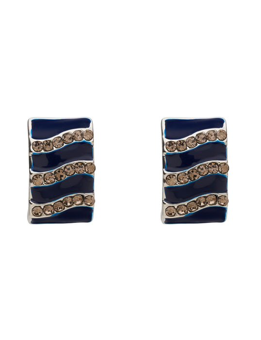 ENAMEL & STONE CURVE CLIP ON EARRING