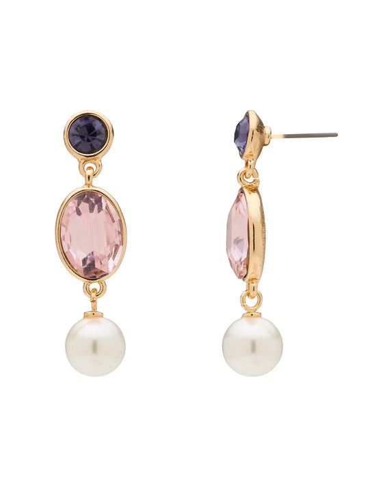 FIRST LADY DROP STONE & PEARL EARRING