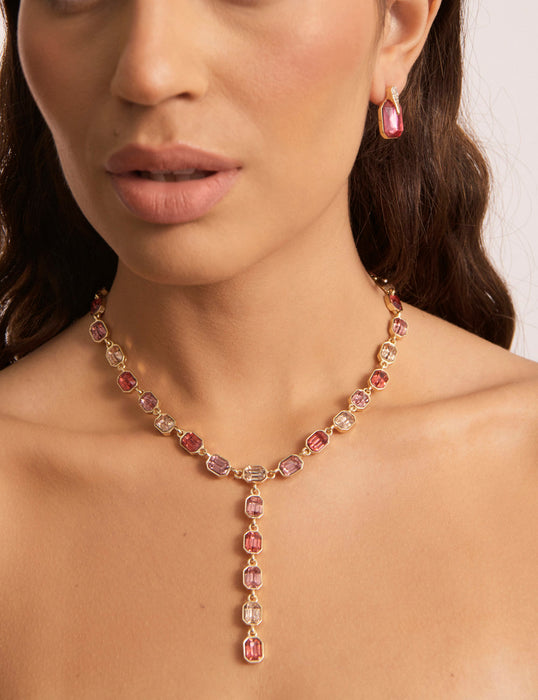 EMERALD CUT STONE STUD EARRING