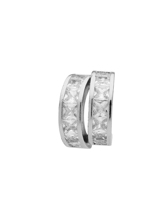 DUO LOOP SILVER CRYSTAL STUD EARRING