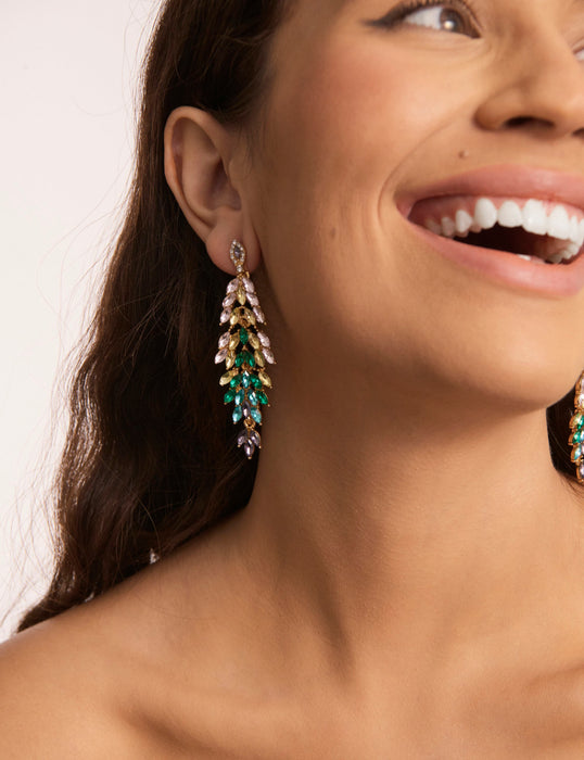FEATHER STONE DROP EARRING