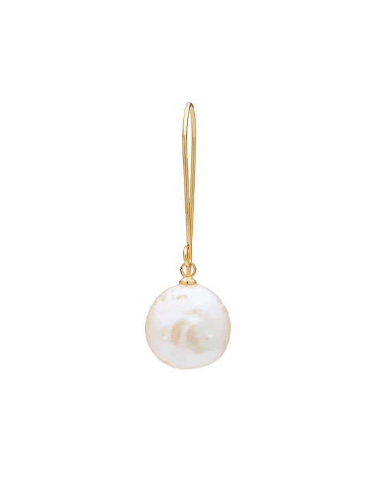 BAROQUE PEARL AND BAR GOLD PLATED EARRING