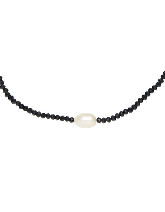 Barcs Australia Freshwater Pearl And Crystal Women's Black and Ivory Necklace And Earring Set