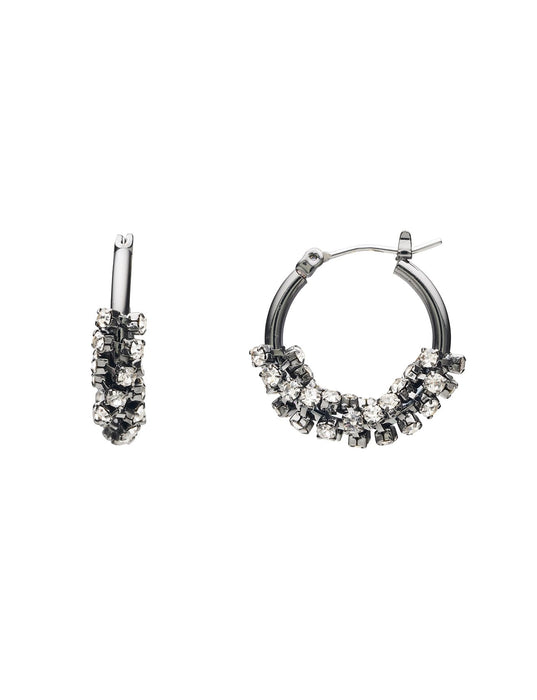 Amelie Crystal Women's Hematite Hoop Earring