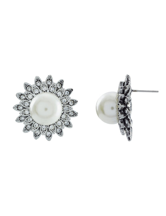 Barcs Australia Lunar Pearl Women's Ivory and Silver Plated Earrings