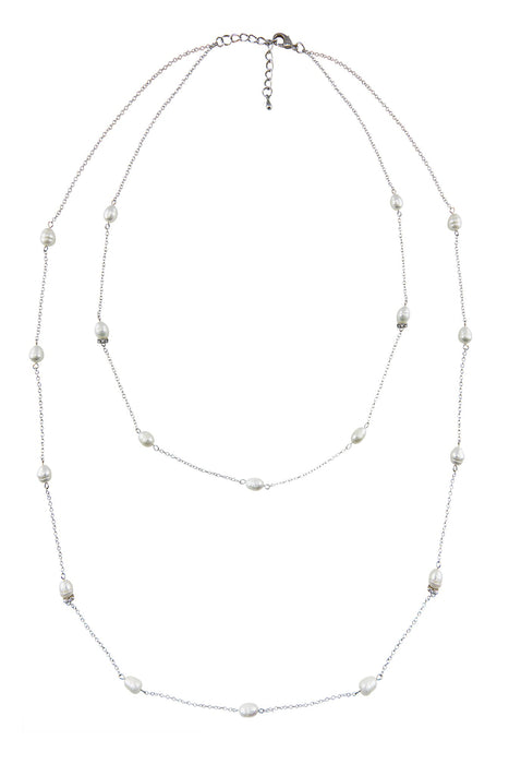 Barcs Australia Freshwater Pearl Rope Women's Silver Plated Necklace