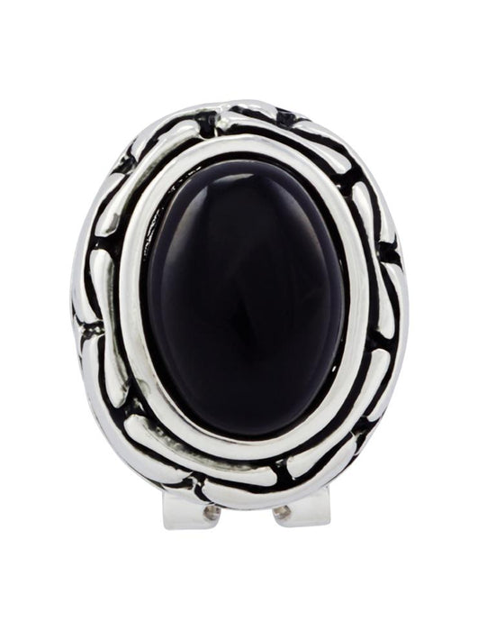 Barcs Australia Framework Women's Black and Silver Plated Clip Earrings